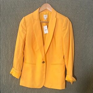 J. Crew Factory Yellow Linen Blend Blazer / Suit Jacket
